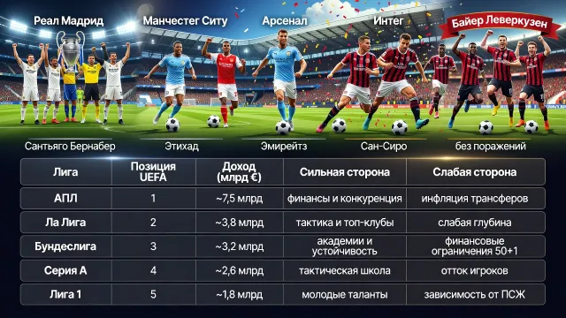 Рейтинг футбольных лиг мира 2026: какая лига сейчас сильнейшая